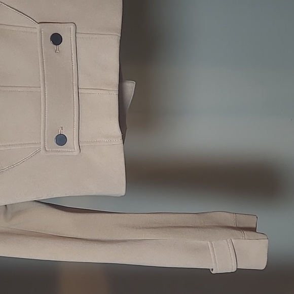 BCBGMAXAZRIA Fay Ruffled Cropped Moto Military Jacket in Sand Womens Size Small - Picture 13 of 16